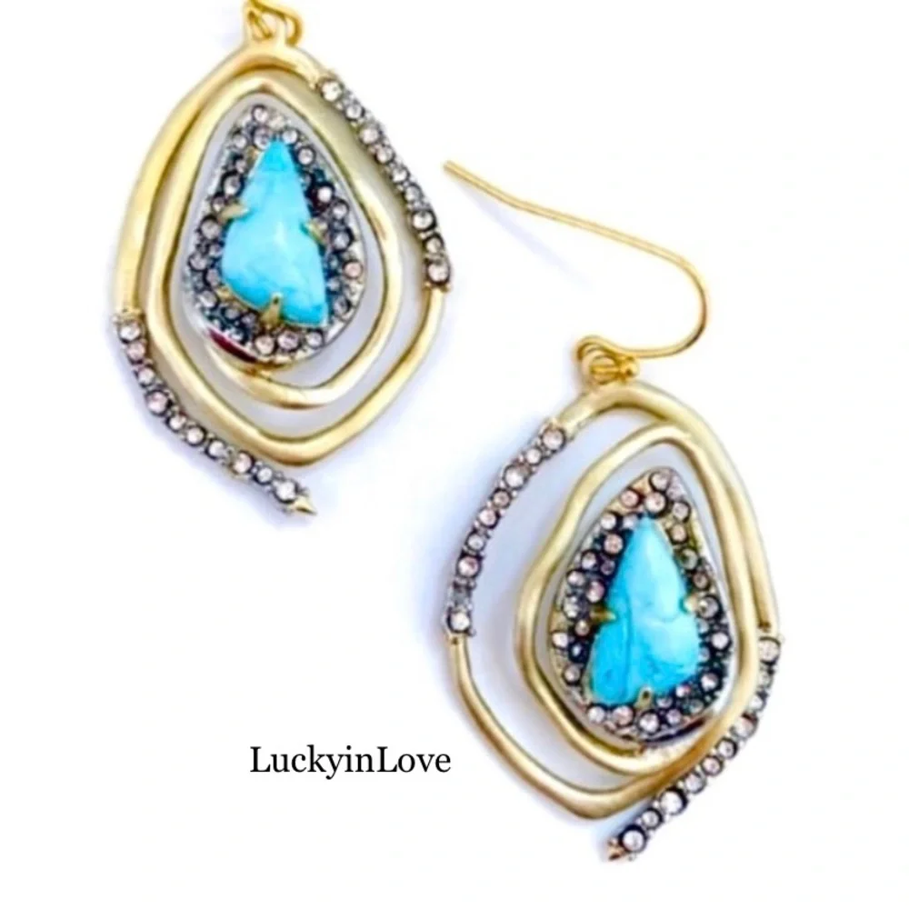 ALEXIS BITTAR • Roxbury Spiral Crystal Encrusted Turquoise Drop Earrings